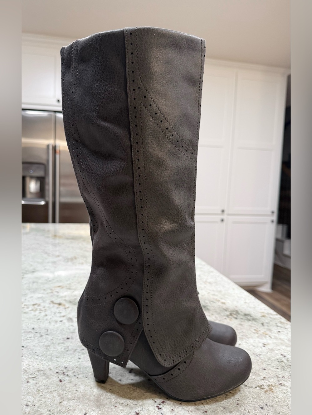 Not Rated “B Dad” Heeled Boots In Charcoal (NWOT) - Picture 3 of 13